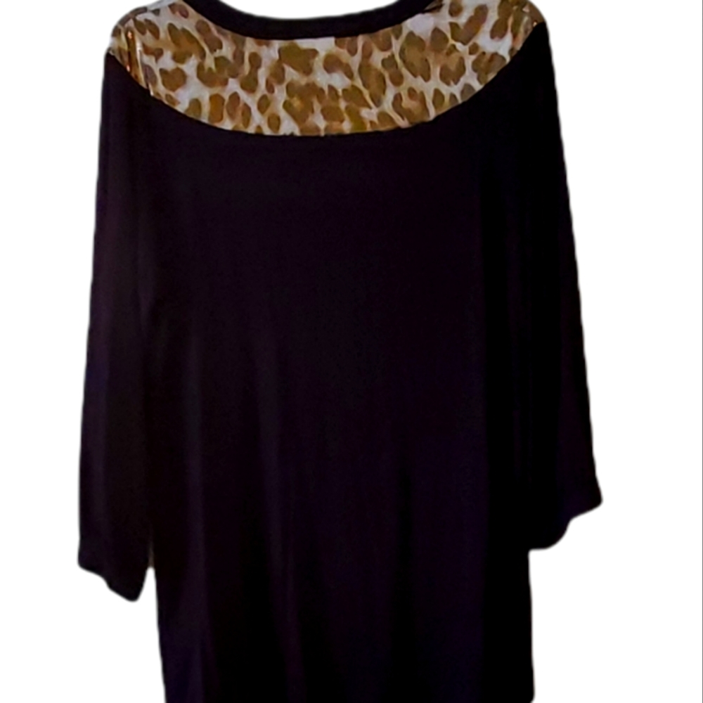 Celeste Chevron Black/Gold Cheetah Print Top | Medium - Picture 2 of 4